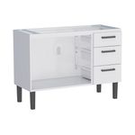 GABINETE DE COZINHA AÇO ATENA 120 CM 3 GAVETAS BRANCO