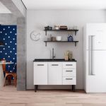 GABINETE DE COZINHA AÇO ATENA 120 CM 3 GAVETAS BRANCO