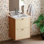 ARMÁRIO BANHEIRO EM MADEIRA 60cm COZIMAX GROU JQB/AREIA COM LAVATÓRIO