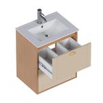 ARMÁRIO BANHEIRO EM MADEIRA 60cm COZIMAX GROU JQB/AREIA COM LAVATÓRIO