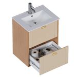 ARMÁRIO BANHEIRO EM MADEIRA 60cm COZIMAX GROU JQB/AREIA COM LAVATÓRIO