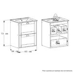 ARMÁRIO BANHEIRO EM MADEIRA 60cm COZIMAX GROU JQB/AREIA COM LAVATÓRIO