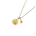 Colar Medalha + Love- banho ouro 18k