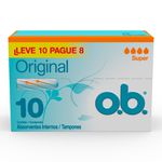 ABSORVENTE ÍNTIMO OB SUPER ORIGINAL L 10 PACOTE COM 8 UNIDADES 