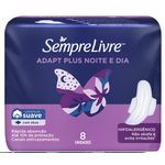 ABSORVENTE ADAPT PLUS NOITE E DIA SUAVE COM ABAS 8 UNIDADES 