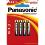 PILHA PANASONIC ALCALINA PALITO AAA COM 4