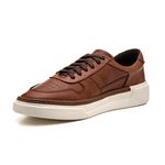 TENIS MASCULINO DENVER WHISKY EM COURO SOLADO COSTURADO CONFORTAVEL