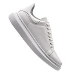 Tenis Couro Mcqueen Branco Solado Costurado Moda