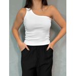Blusa Um Ombro Só Canelada Branca