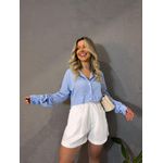 Camisa Cropped Listrada Azul