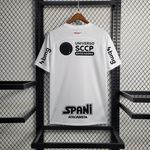 Camisa Corinthians Home Democracia 23/24 Com Patrocínios - Torcedor Masculino Branca