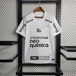Camisa Corinthians Home Democracia 23/24 Com Patrocínios - Torcedor Masculino Branca
