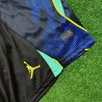 Conjunto Infantil Brasil Away II - Copa do Mundo 2026 – Azul – Torcedor Infantil (SHORT PRETO)