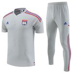 Conjunto Treino Polo Gola Baixa Olympique Lyonnais 22/23 Camisa + Calça - Masculino Cinza
