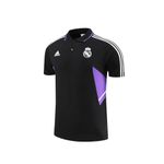Conjunto Treino Polo Real Madrid 22/23 Camisa + Calça - Masculino Preto (detalhes roxo)