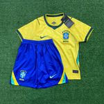 Conjunto Infantil Brasil Home I 26/27 – Amarelo e Azul – Nike