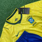 Conjunto Infantil Brasil Home I 26/27 – Amarelo e Azul – Nike