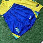 Conjunto Infantil Brasil Home I 26/27 – Amarelo e Azul – Nike