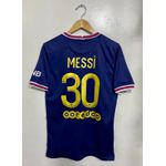 Camisa Paris Saint-germain Azul Messi Nº 30 Torcedor 21/22 (DOURADO)