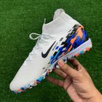 Chuteira Society Nike Air Zoom Mercurial Vapor 16 Elite (TF) – Branco/Azul (BOTINHA)