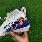 Chuteira Society Nike Air Zoom Mercurial Vapor 16 Elite (TF) – Branco/Azul (BOTINHA)