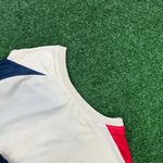 (MANCHADO) Conjunto Regata e Short Psg 23/24 - Masculino Bege/azul (ESCUDO OFF WHITE)