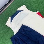 (MANCHADO) Conjunto Regata e Short Psg 23/24 - Masculino Bege/azul (ESCUDO OFF WHITE)