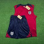 Conjunto Treino Inglaterra Regata + Short 2024 - Vermelho Vinho/ Azul