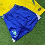 (VAZADO) Conjunto Infantil Brasil Home I - Copa do Mundo 2026 – Amarelo/Azul 