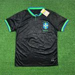 Camisa De Treino Brasil Preta Leopardo - Torcedor Masculina (ESTRELAS VERDE)