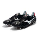 Chuteira Campo Mizuno Morelia (FG) - Preto/Branco com Detalhe Vermelho
