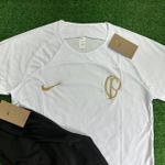 Conjunto De Treino Meia Calça + Camisa Corinthians CP - 23/24 - Branco/Preto
