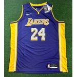 NBA Los Angeles Lakers #24 Kobe Bryant Silk - Roxa com o numero Branco (gola V)