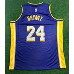 NBA Los Angeles Lakers #24 Kobe Bryant Silk - Roxa com o numero Branco (gola V)