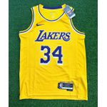 NBA Lakers O'neal 34 Edição Jogador Silk - Amarela (detalhe Na Etiqueta) Gola Redonda