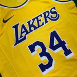 NBA Lakers O'neal 34 Edição Jogador Silk - Amarela (detalhe Na Etiqueta) Gola Redonda