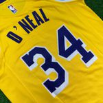 NBA Lakers O'neal 34 Edição Jogador Silk - Amarela (detalhe Na Etiqueta) Gola Redonda