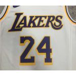 Nba Los Angeles Lakers No. 24 Kobe Bryant Silk - Branca Gola REdonda (detalhe Na Etiqueta