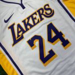 NBA Lakers Branco com decote em V nº 24 Kobe Bryant Silk 