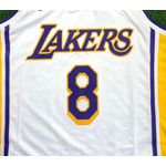 NBA Los Angeles Lakers Decote em V #8 Bryant Silk (Branca Com N° Roxo)