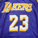 NBA Los Angeles Lakers Decote em V #23 James (Roxo Com N° Branco) Silk