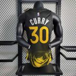 NBA Golden State Warriors 2023 City Edition - Curry #30 - Preto e Amarelo - Silk