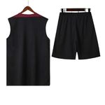 Conjunto Treino PSG Regata + Short 2024/25 - Preto / Detalhe Vermelho Vinho