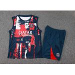 Conjunto Treino Regata E Short PSG 2024/25 Vermelho/Azul Marinho