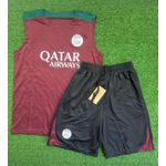 Conjunto Treino PSG Regata + Short 2024/25 - Vinho/ Detalhe Verde