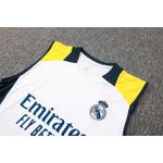 Conjunto Treino Regata E Short Real Madrid 2024/25 - Branco/Detalhe Amarelo