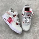 Tênis NK Air Jordan 4 - Branco/Detalhe Vermelho Metálico