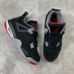 Tênis NK Air Jordan 4 - Preto, Sol Vermelha