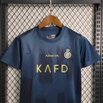 Conjunto Infantil Al Nassr Away 23/24 - Azul Marinho - Liso