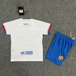 Conjunto Infantil Barcelona Away 23/24 Branco/ Short Azul